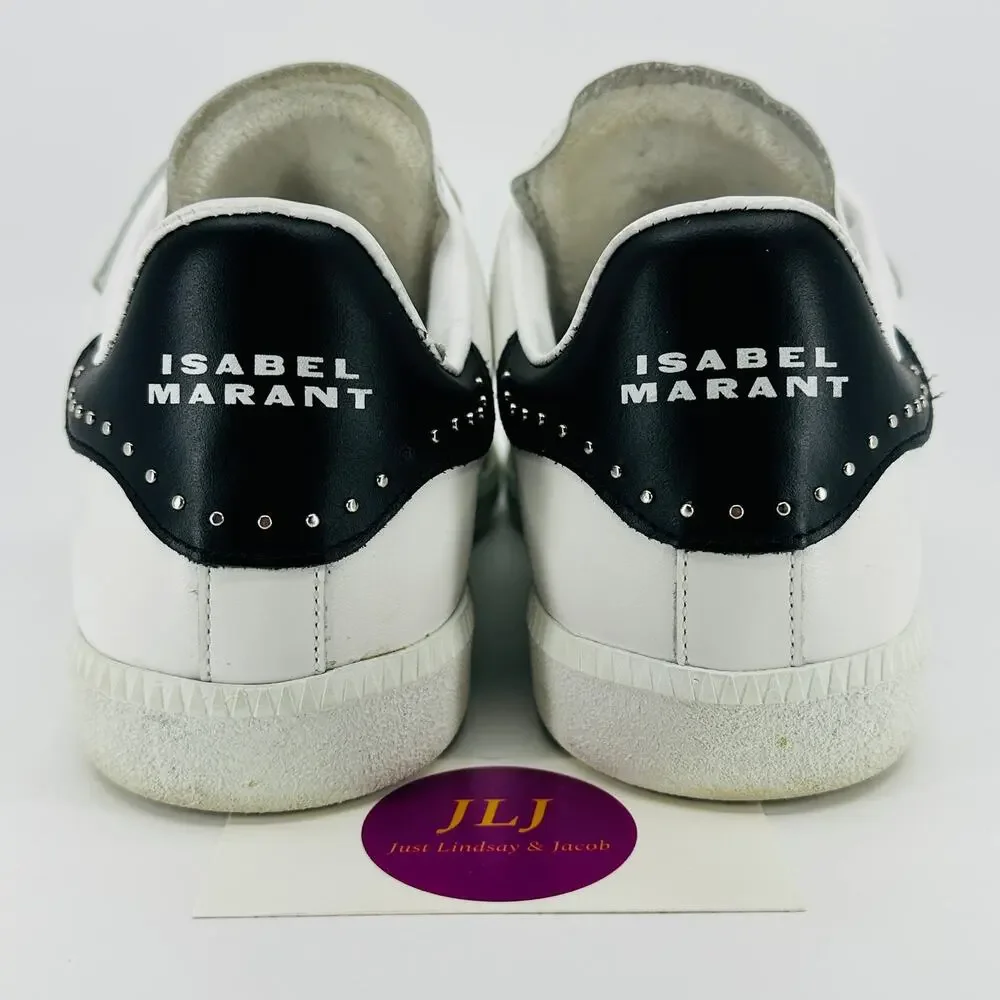 Isabel Marant Women's Beth White & Black Leather Studded Sneakers Size 41/ 11 US
